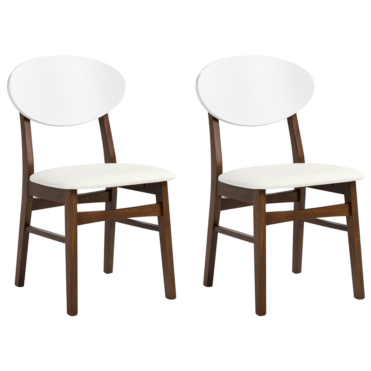 Conjunto de 2 cadeiras de jantar AMERY Madeira Branco-creme/Castanho escuro