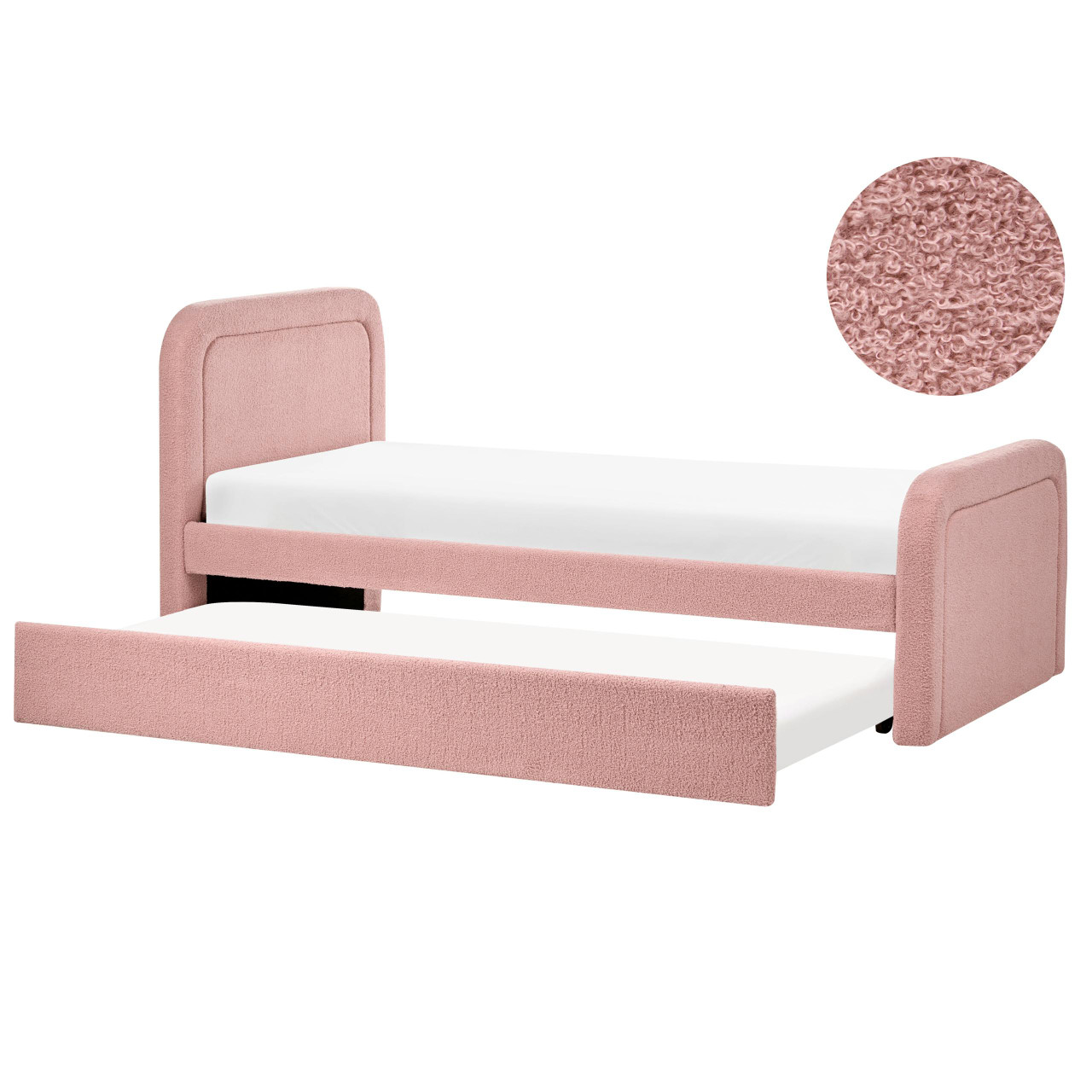 Cama infantil compacta em bouclé capitoné BELIANI Rayssac de Bouclé Rosa 90x200