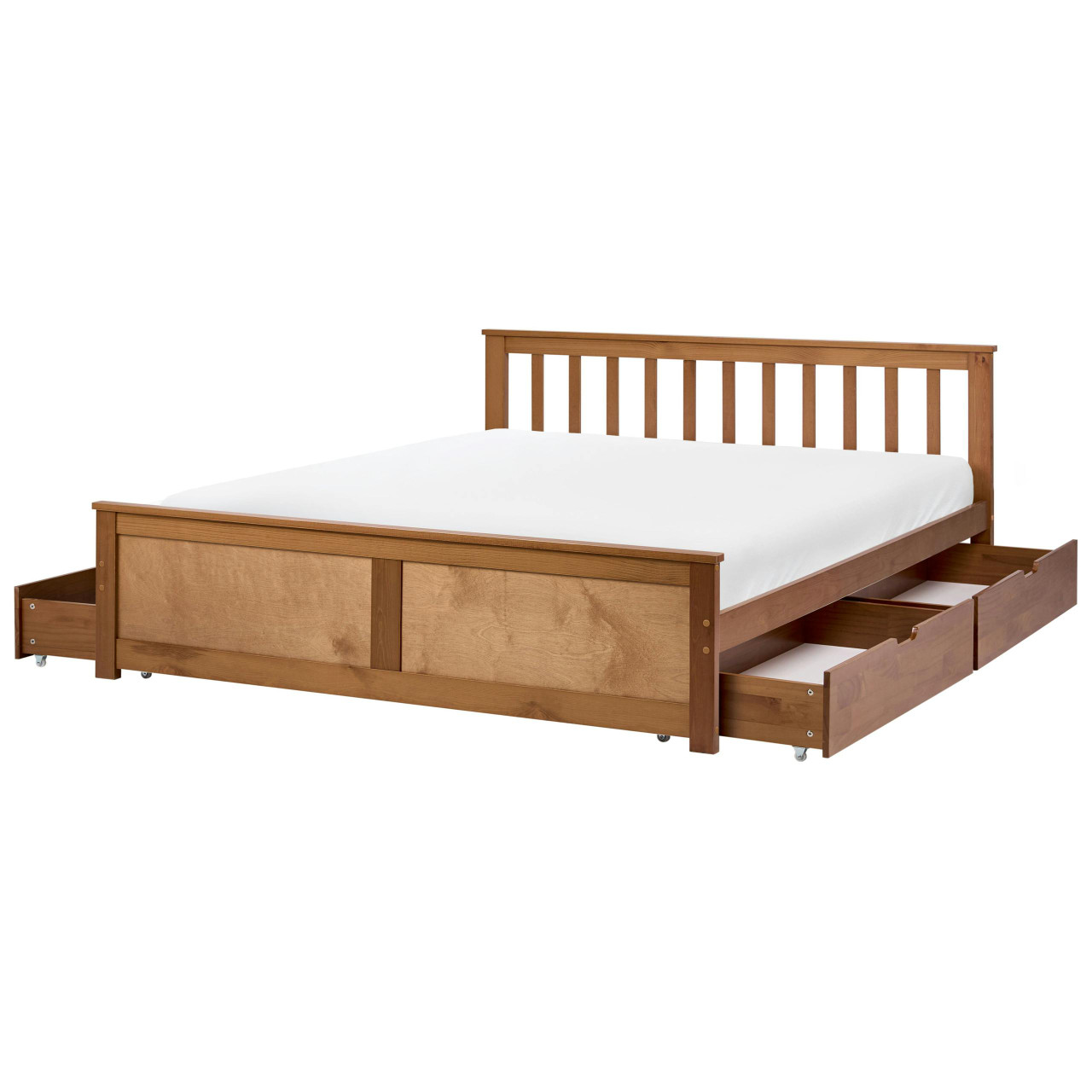 Cama de casal com 4 gavetas em pinho