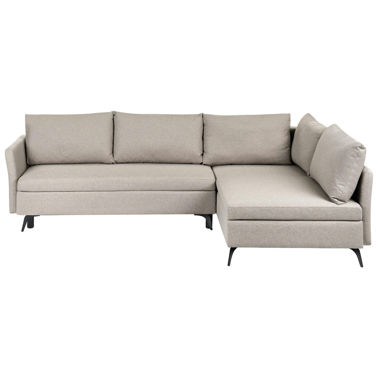 Espaçoso sofá-cama de canto em L com arrumação BELIANI Koge de Tecido Creme 260x134