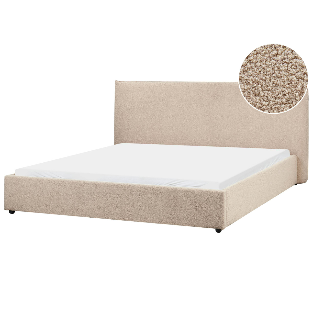 Cama lavaur em bouclé bege com somier integrado