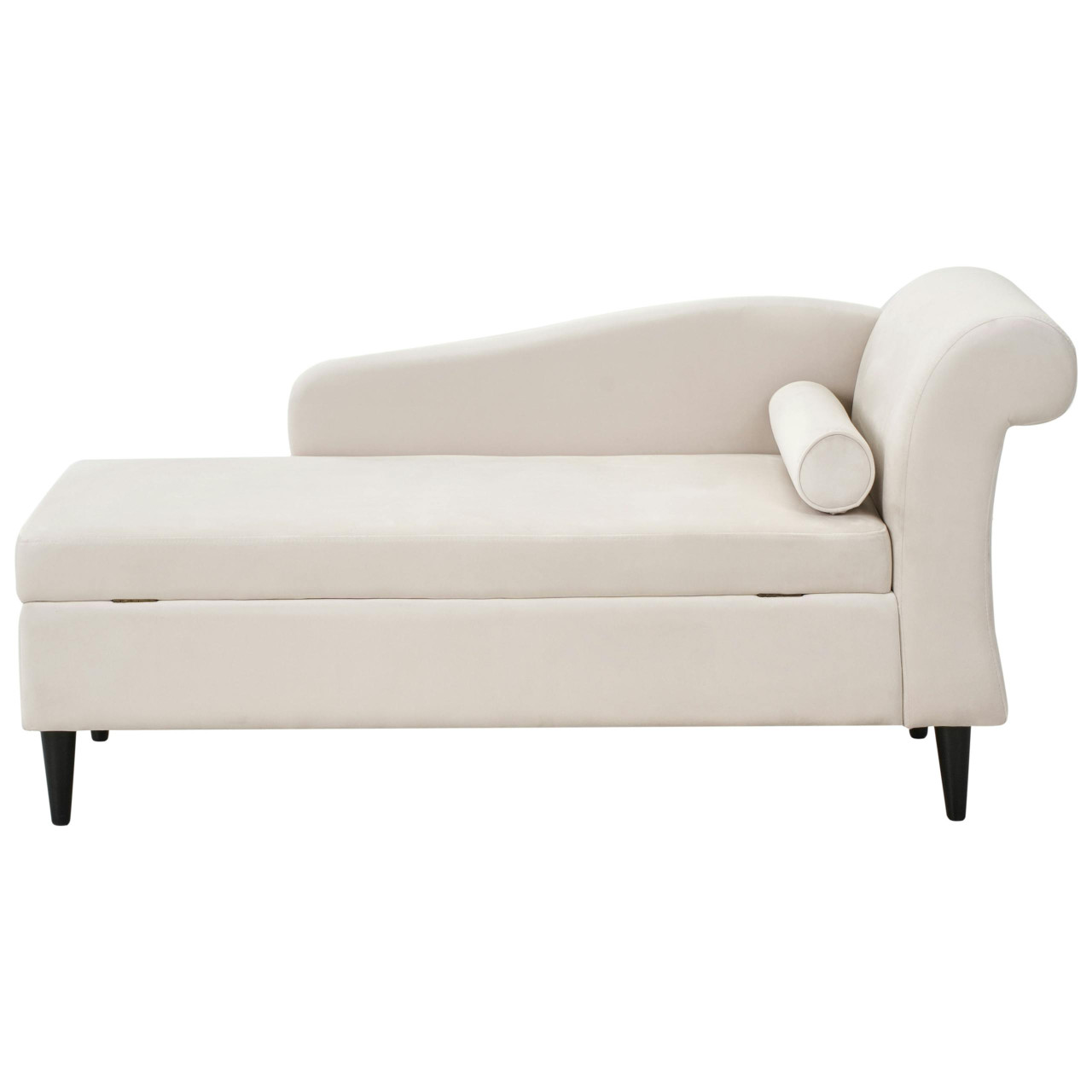 Chaise longue Luiro em terciopelo bege com arrumação