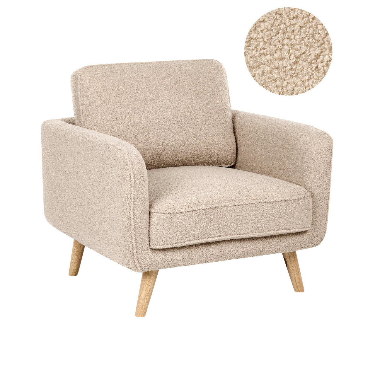 Poltrona BELIANI Kilja de Bouclé Creme 87x85x85