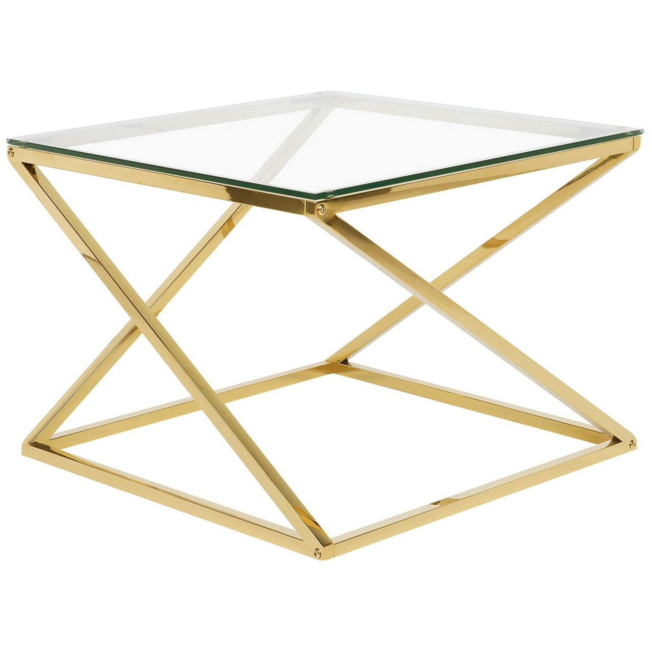 Mesa de centro Beverly em vidro temperado e base metálica dourada