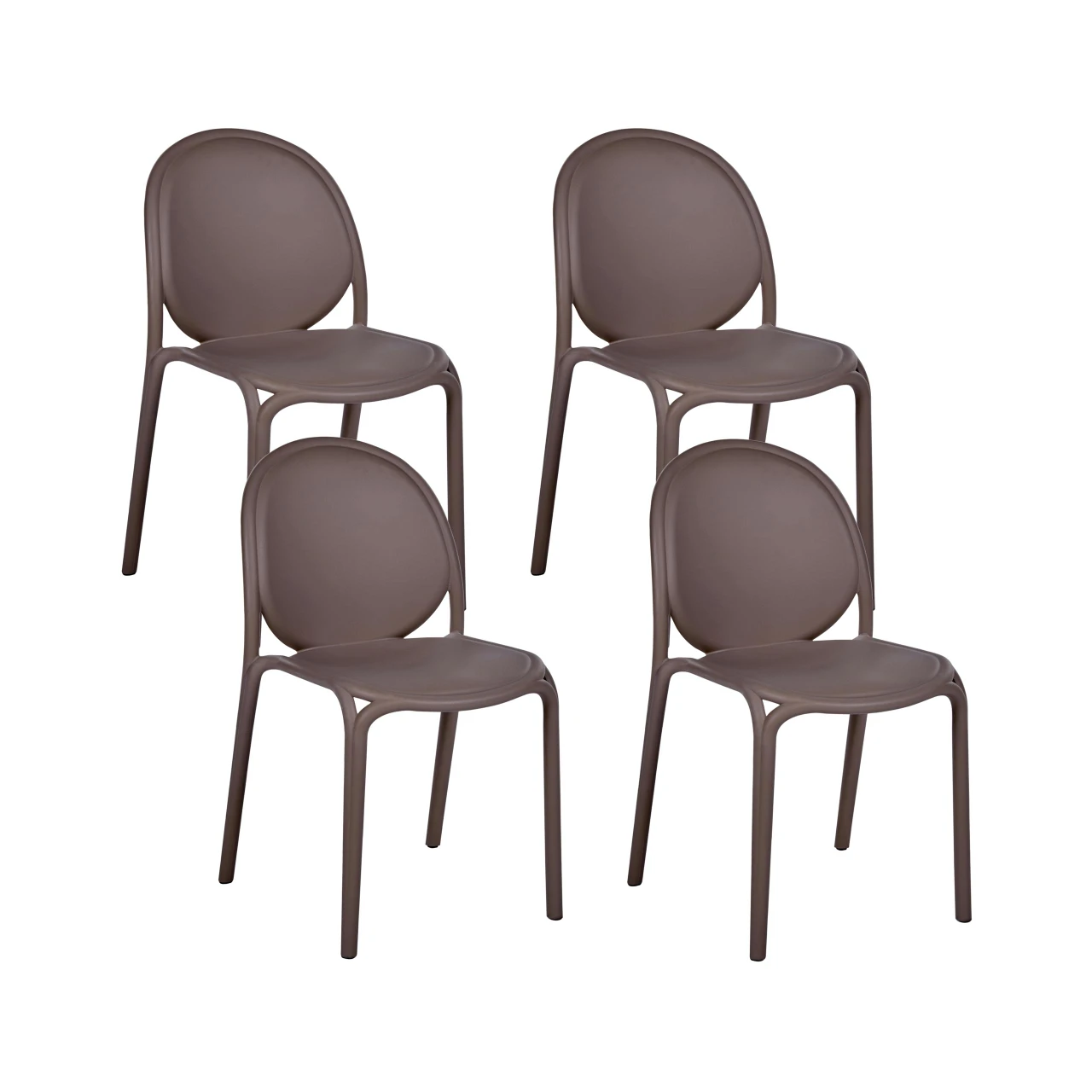 Conjunto 4 cadeiras de refeição para exterior BELIANI Brugnello de Polipropileno Castanho 44x47x80