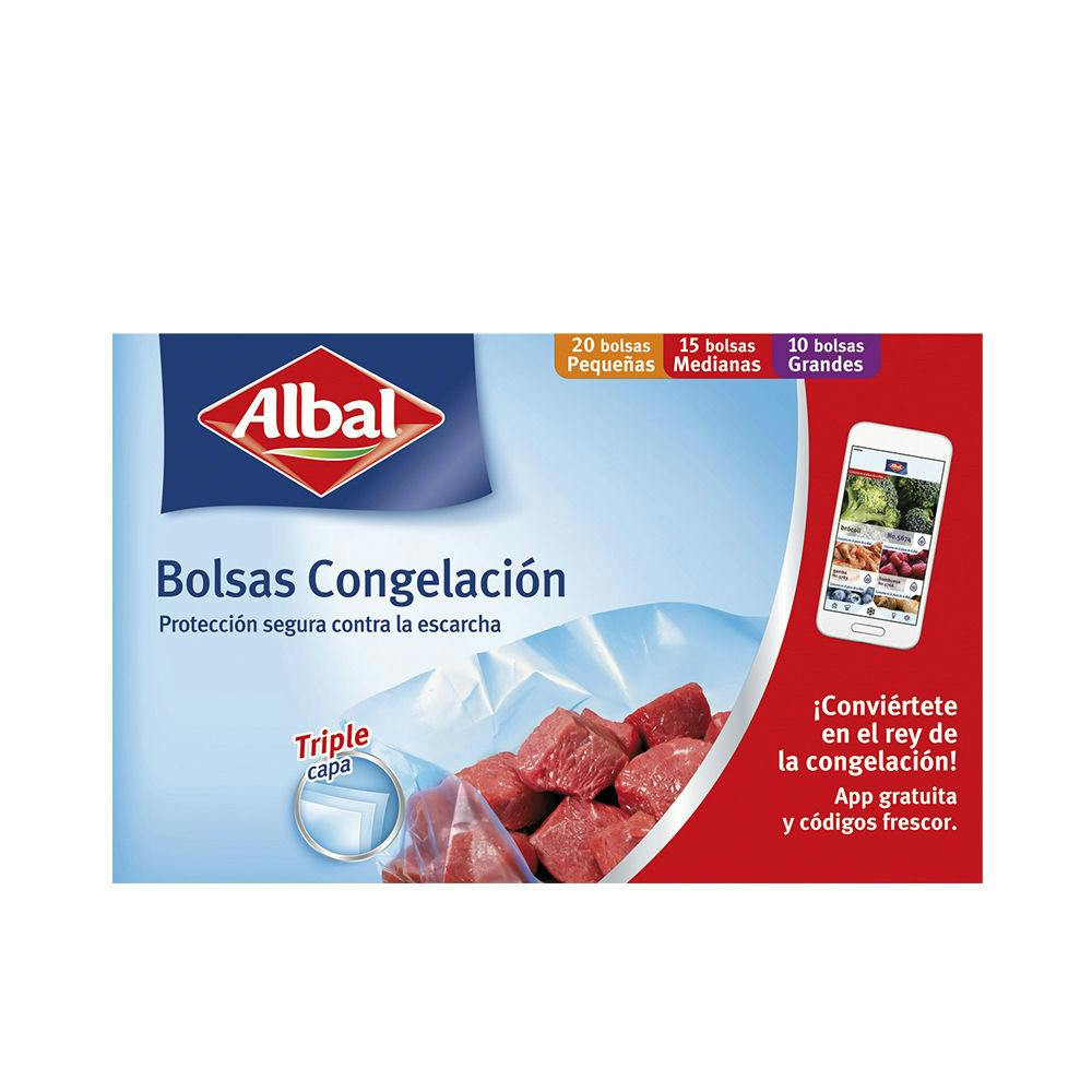 Conjunto de Sacos Reutilizáveis para Alimentos Albal Congelador 45 Unidades