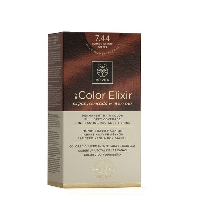 Apivita My Color Elixir Permanent Hair Color 7.44 Blonde Intense Copper