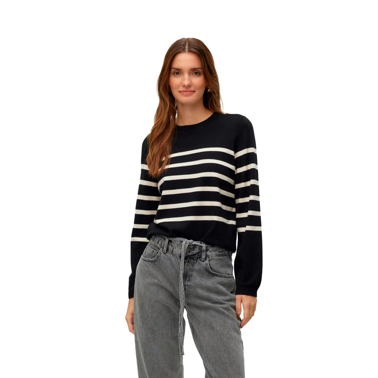 VEROMODA SABA PLAIN LS O- NECK PULLOVER