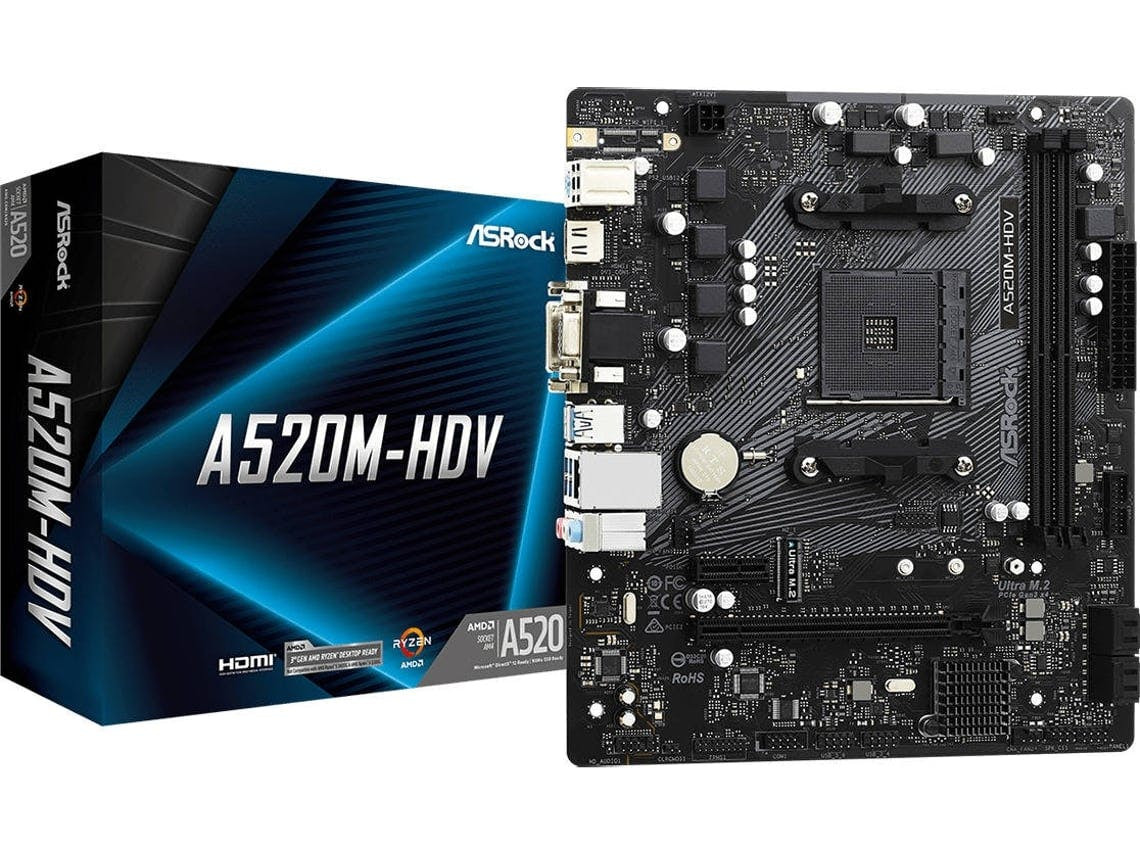Motherboard ASROCK A520M-HDV (Socket AM4 - AMD A520 - micro ATX)
