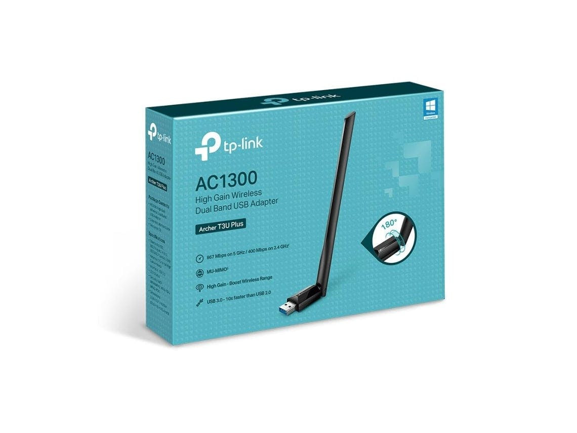 Tplink Archer T3U Plus Ac1300 Adaptador Usb Wifi Dual Band 867Mbps@5Ghz 400Mbp