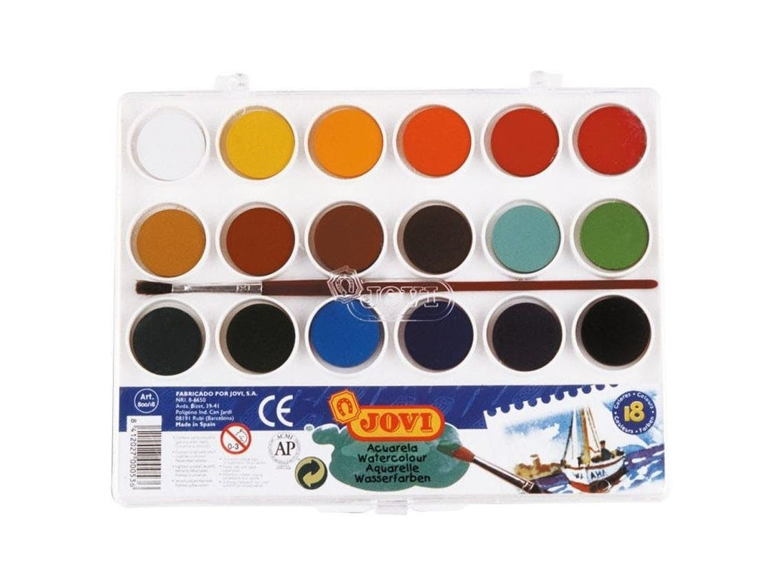 Estojo Plástico Jovi Aquarela 18 Cores.
