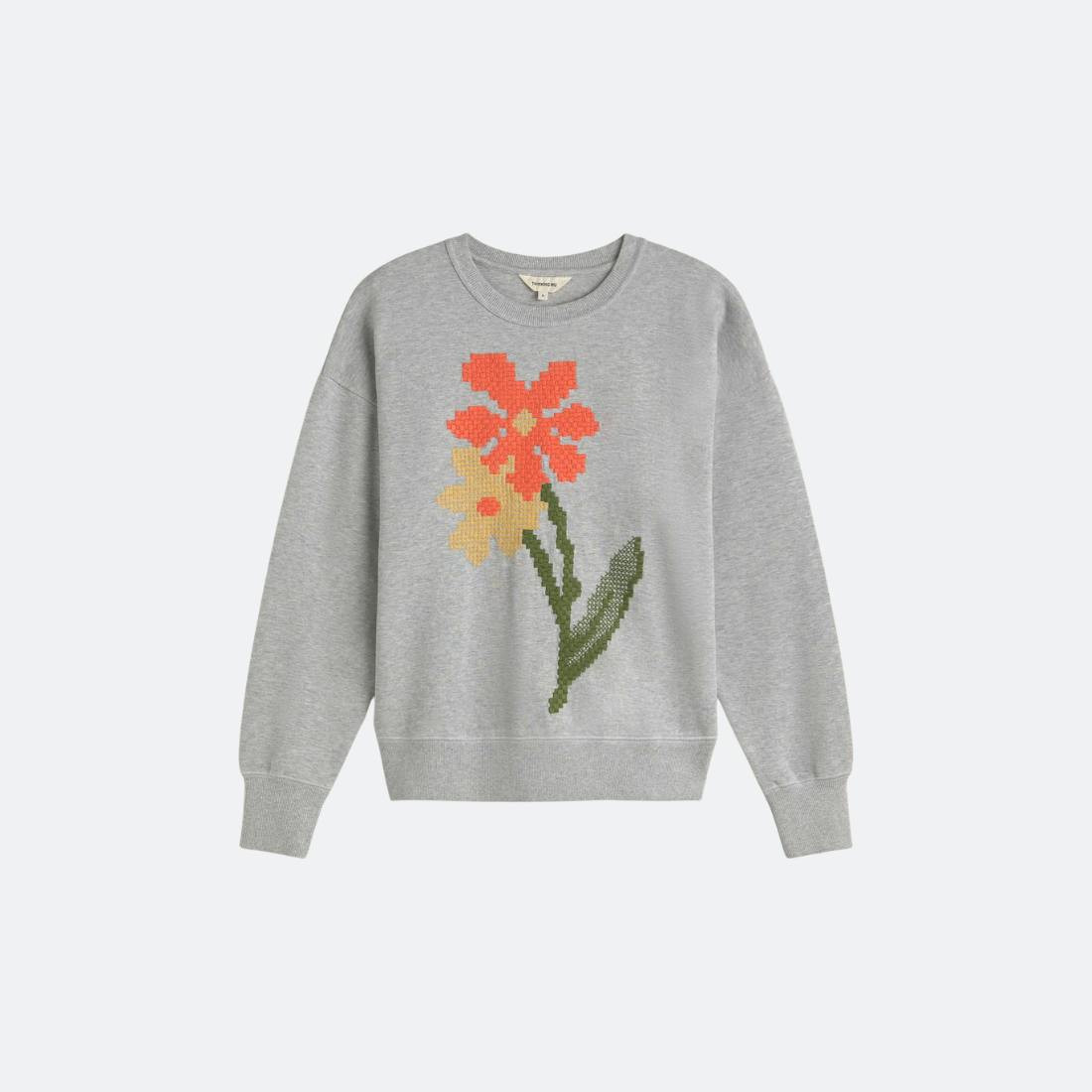 Sweatshirt com bordado poppy em algodão orgânico