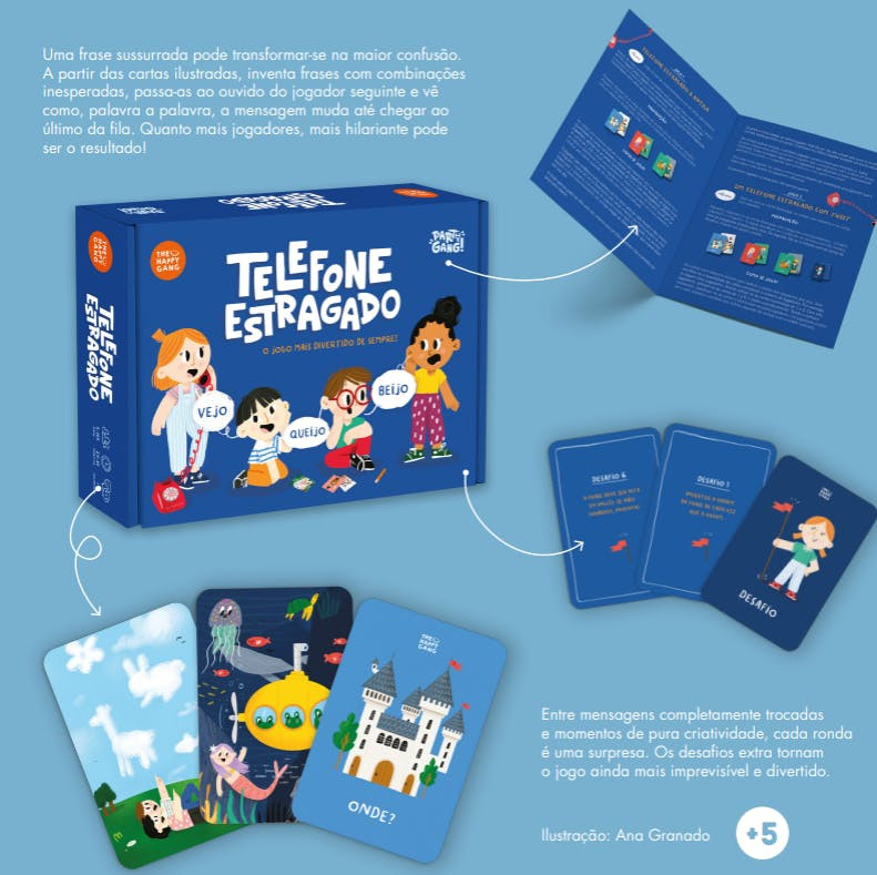 Jogo O Telefone Estragado - cartas e desafios, a partir dos 5 anos