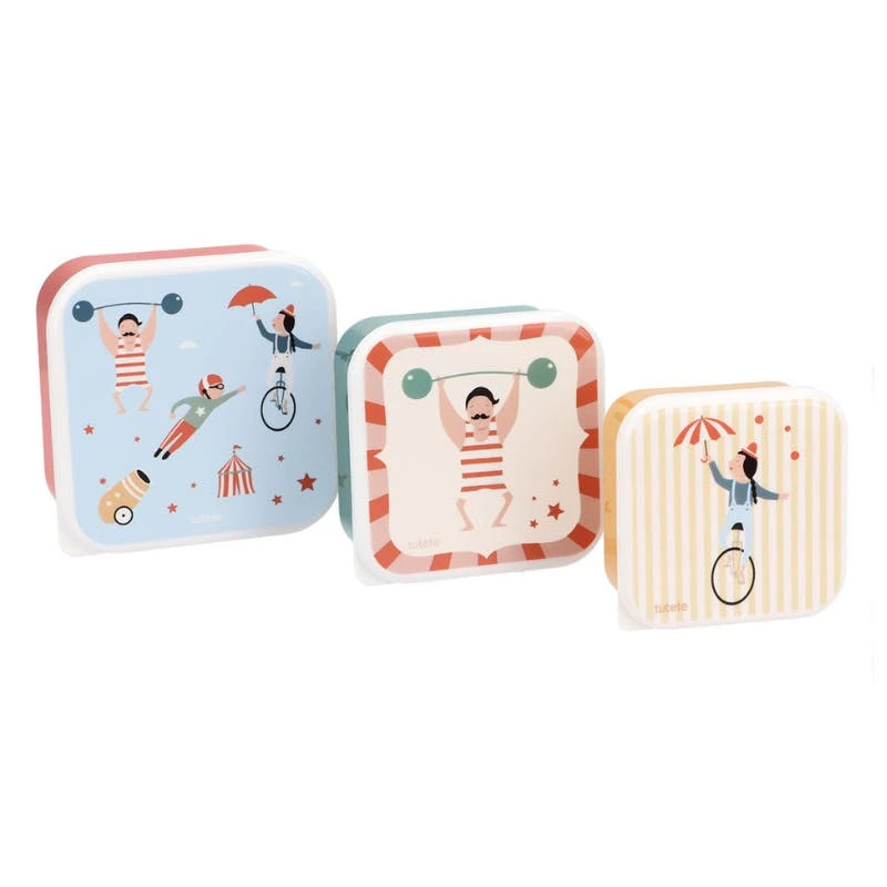 Tutete 3 Lancheiras Circus Show | Caixas Snacks Infantil BPA Free