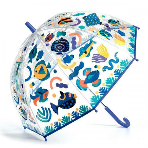 Guarda-chuva infantil com peixes que mudam de cor