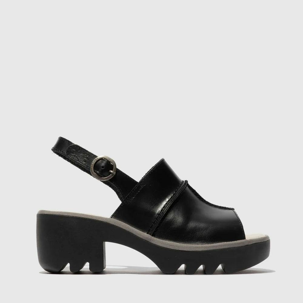 Sandália slingback Tupi em couro preto