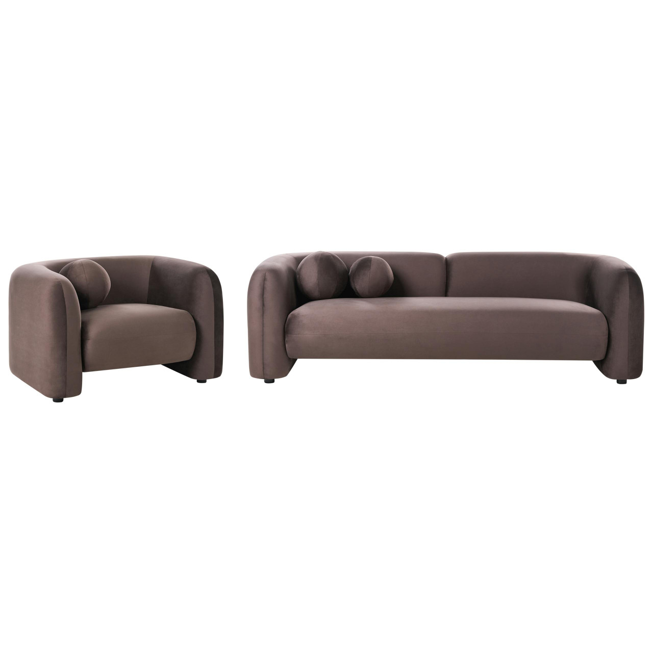 Conjunto de sala de estar 4 lugares LEIREN Veludo Castanho escuro