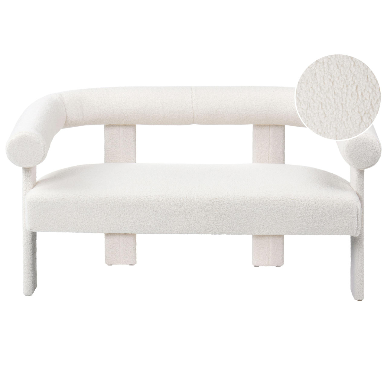 Sofá de 2 lugares BELIANI Ilbro de Bouclé Branco 138x68x76