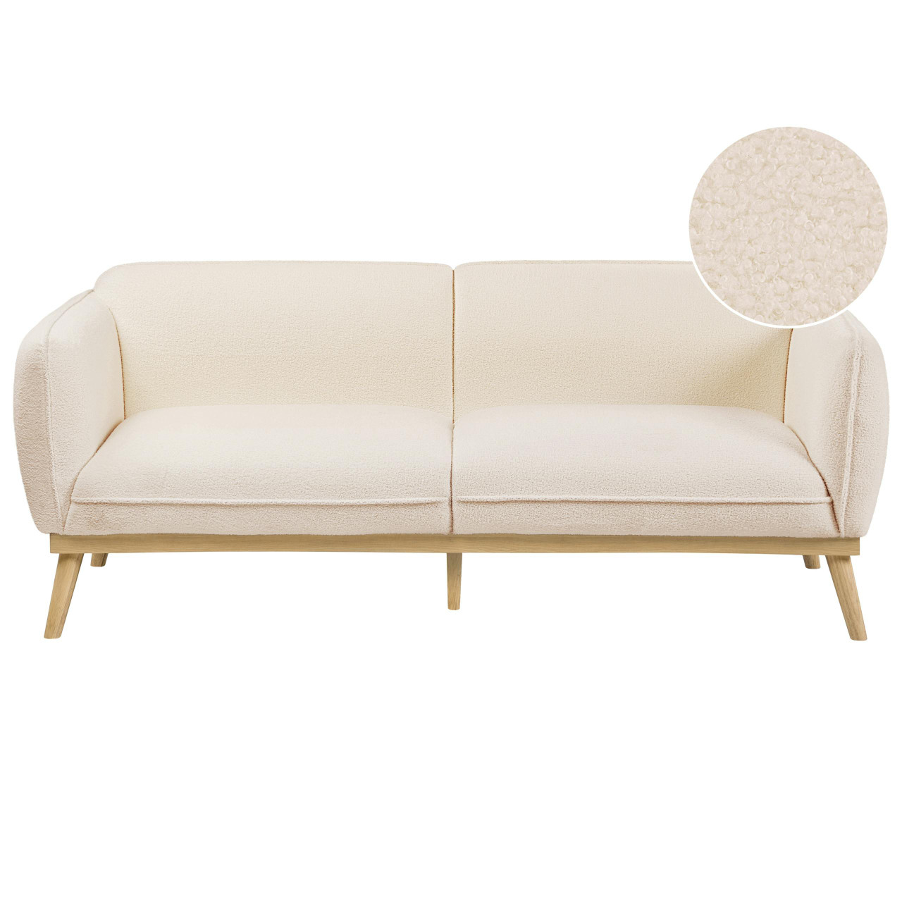 Sofá de 3 lugares BELIANI Ljung de Bouclé Creme 210x82x82