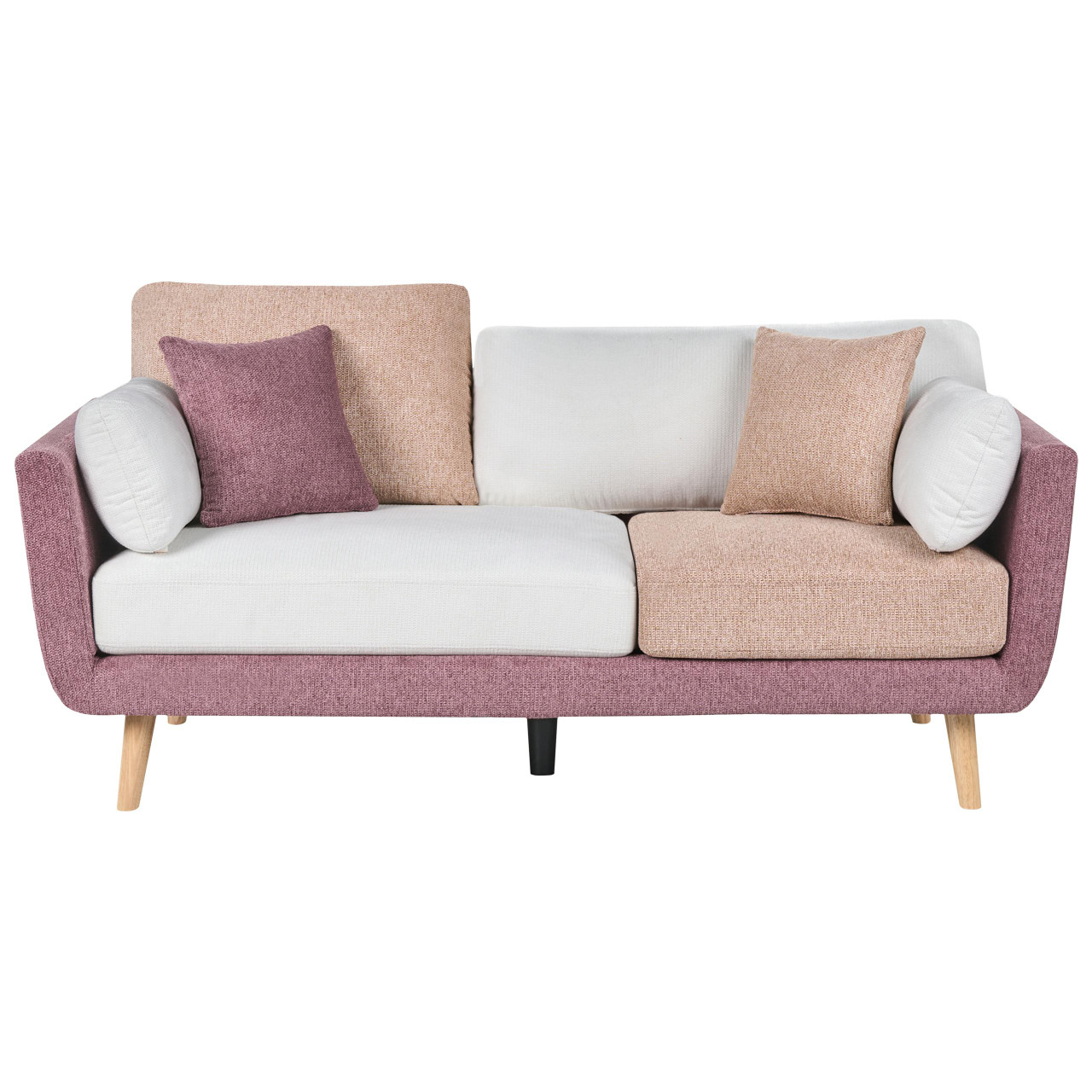 Sofá de 3 lugares BELIANI Bolga de Tecido Rosa 185x83x89