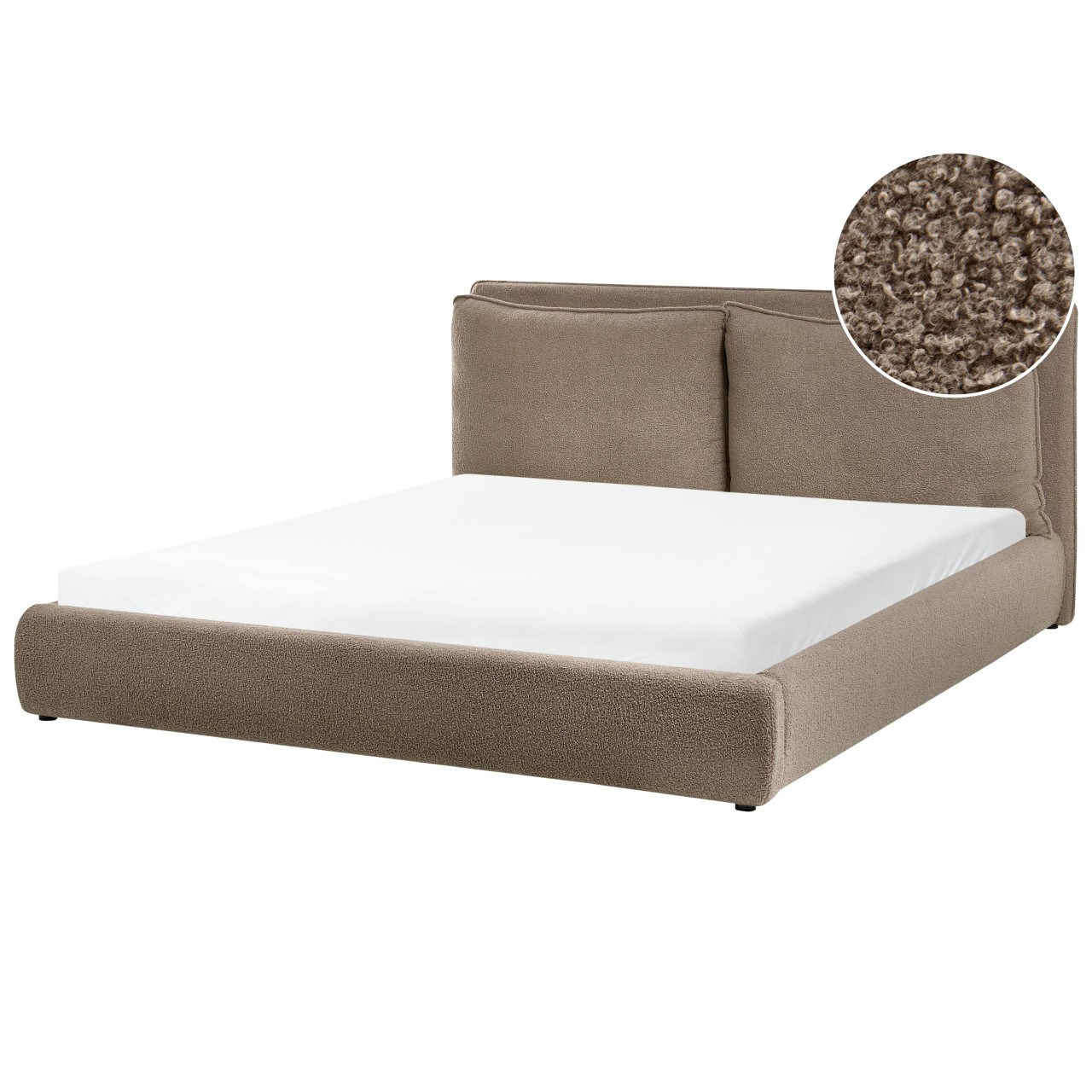 Cama de água Bouclé BAJONNA 180 x 200 cm Castanho
