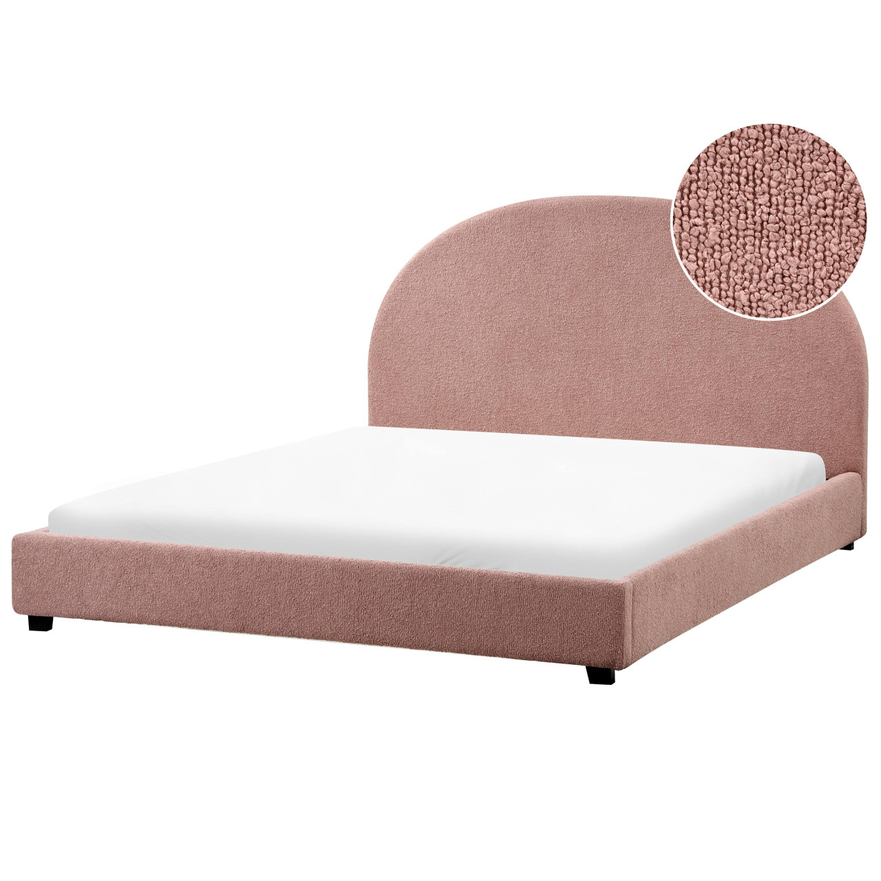 Cama De Agua Beliani Vaucluse De Bouclé Rosa 174x214x112