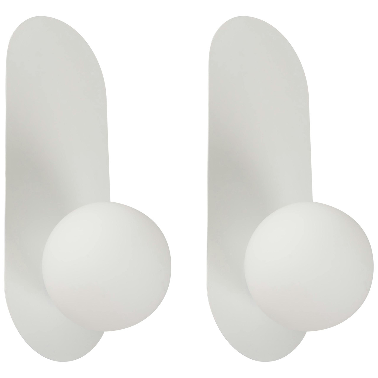 Conjunto 2 apliques de parede Leisi em ferro e vidro branco