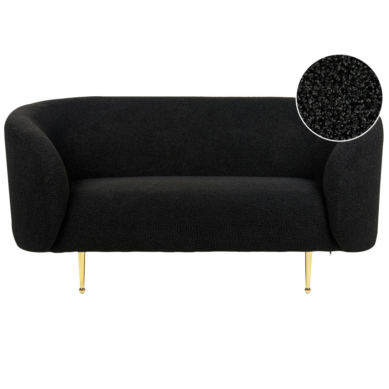 Sofá 2 lugares Loen em bouclé preto