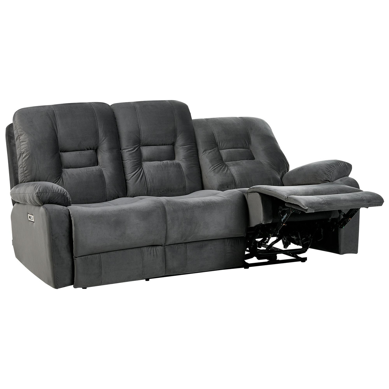 Sofá de 3 lugares BELIANI Bergen de Veludo Cinzento 202x72x101