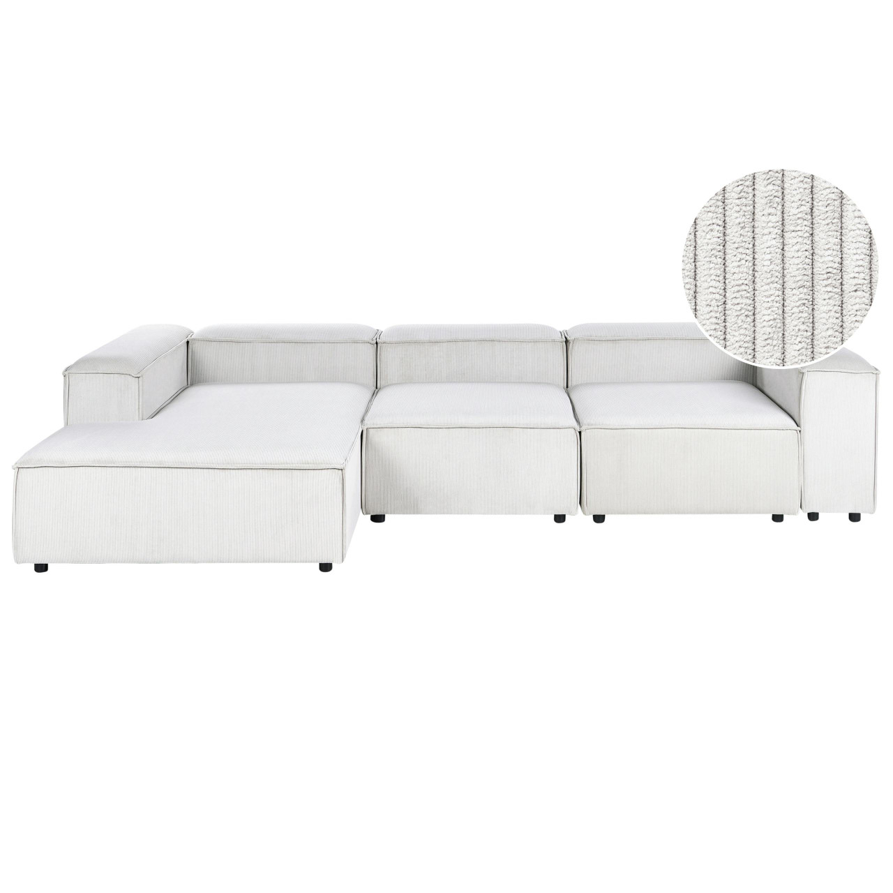Sofá de canto modular 4 lugares ARDAL Bombazine Branco creme à direita