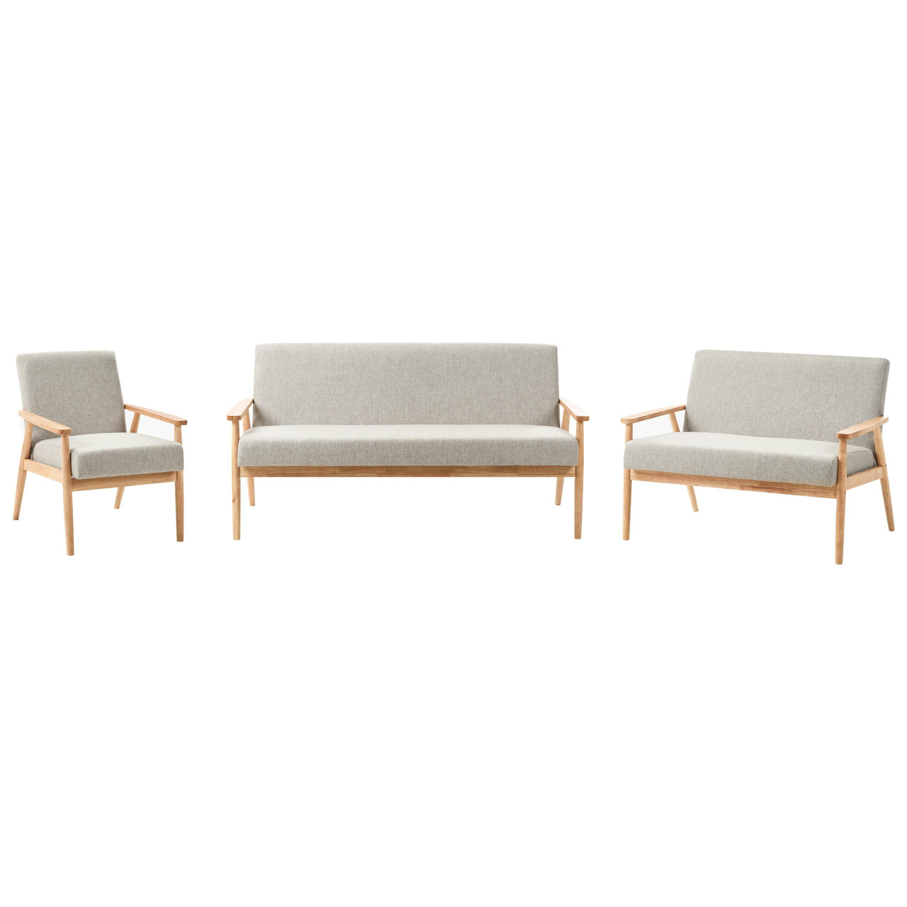 Conjunto de sala de estar 6 lugares ESRUM Tecido Castanho claro/Cinzento