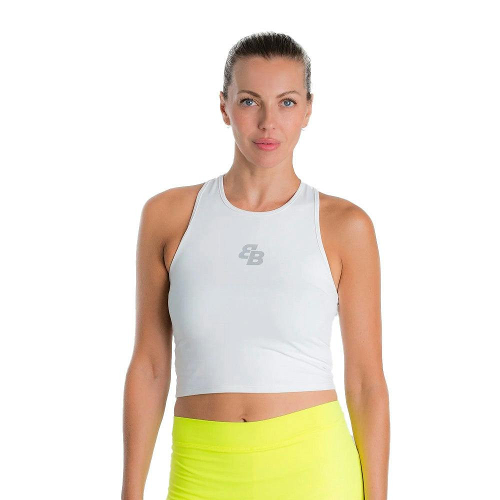 Camiseta básica curta em poliamida e elastano