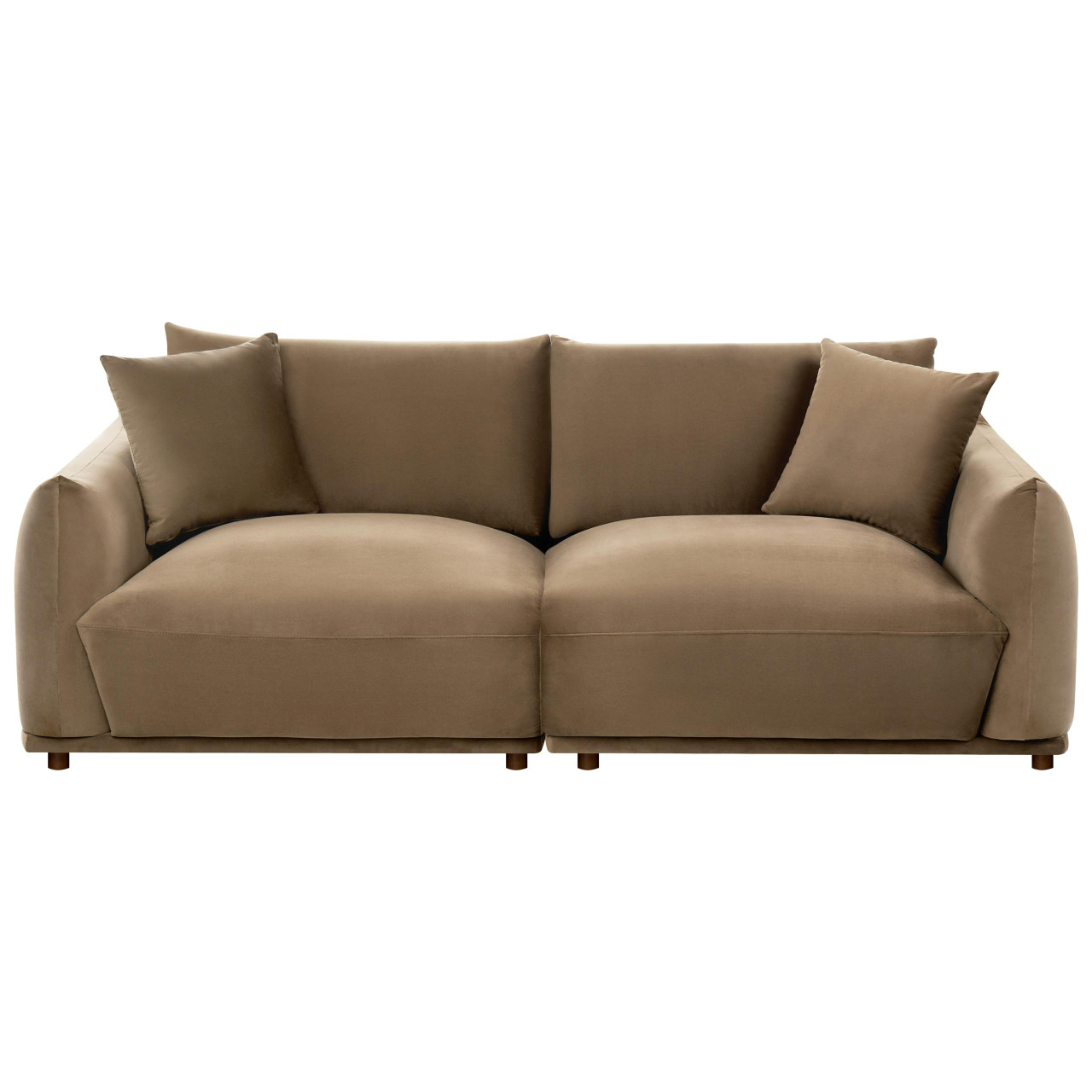 Sofá de 3 lugares BELIANI Jubek de Veludo Castanho 214x104x81