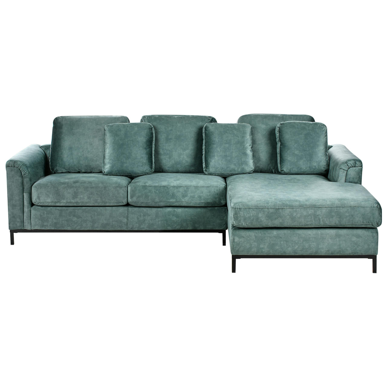 Sofá de canto Oslo veludo azul com chaise esquerda