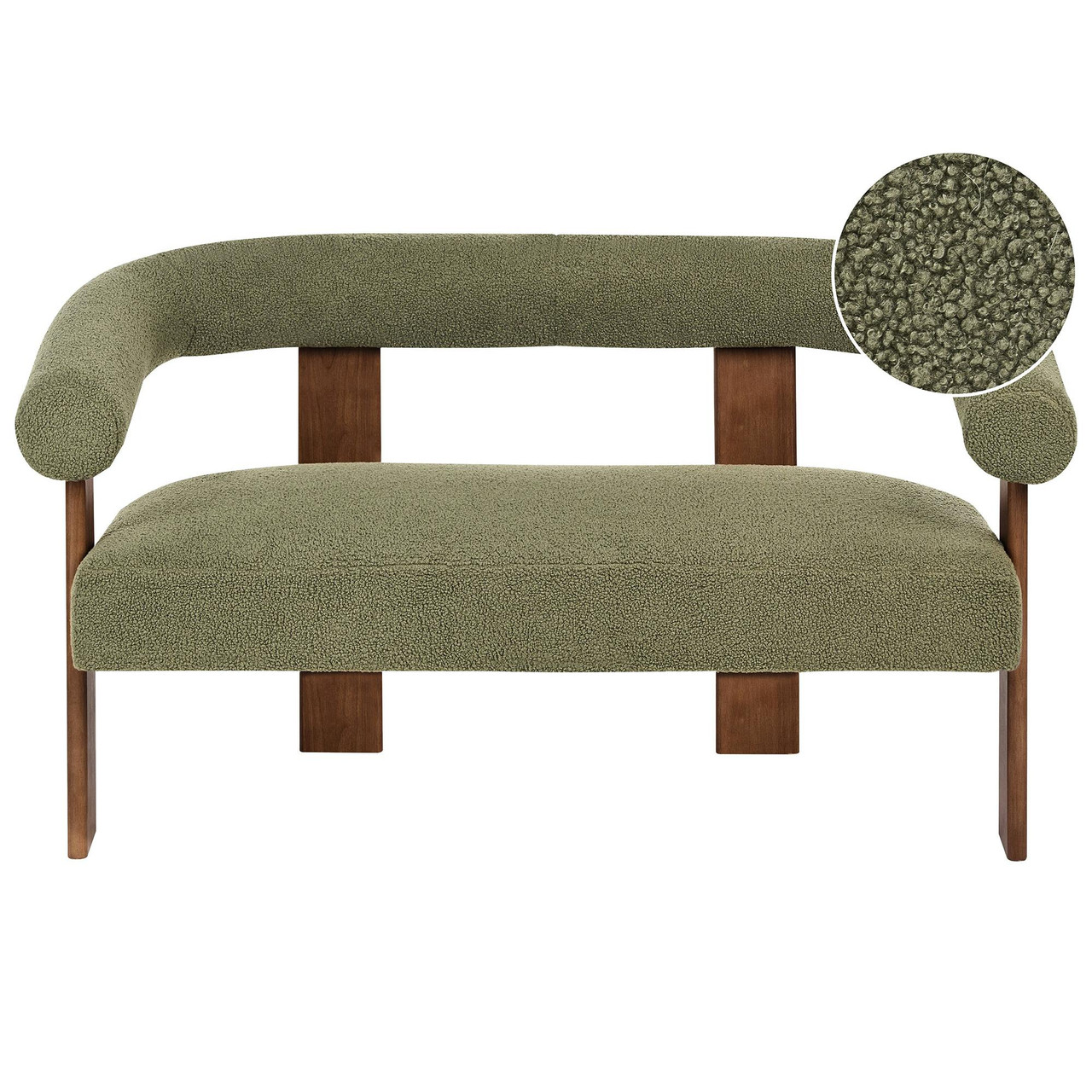 Sofá De 2 Plazas Beliani Ilbro De Bouclé Verde 138x68x76.