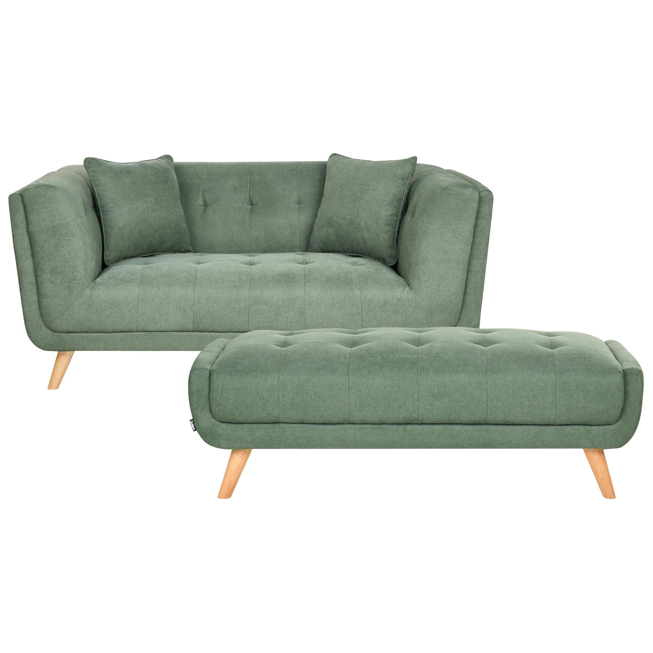 Sofá de 2 lugares com otomano BELIANI Habo de Tecido Verde 176x72x78