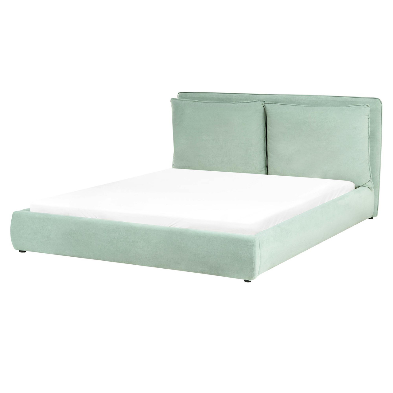 Cama De Agua Beliani Bajonna De Terciopelo Verde 180x235x94