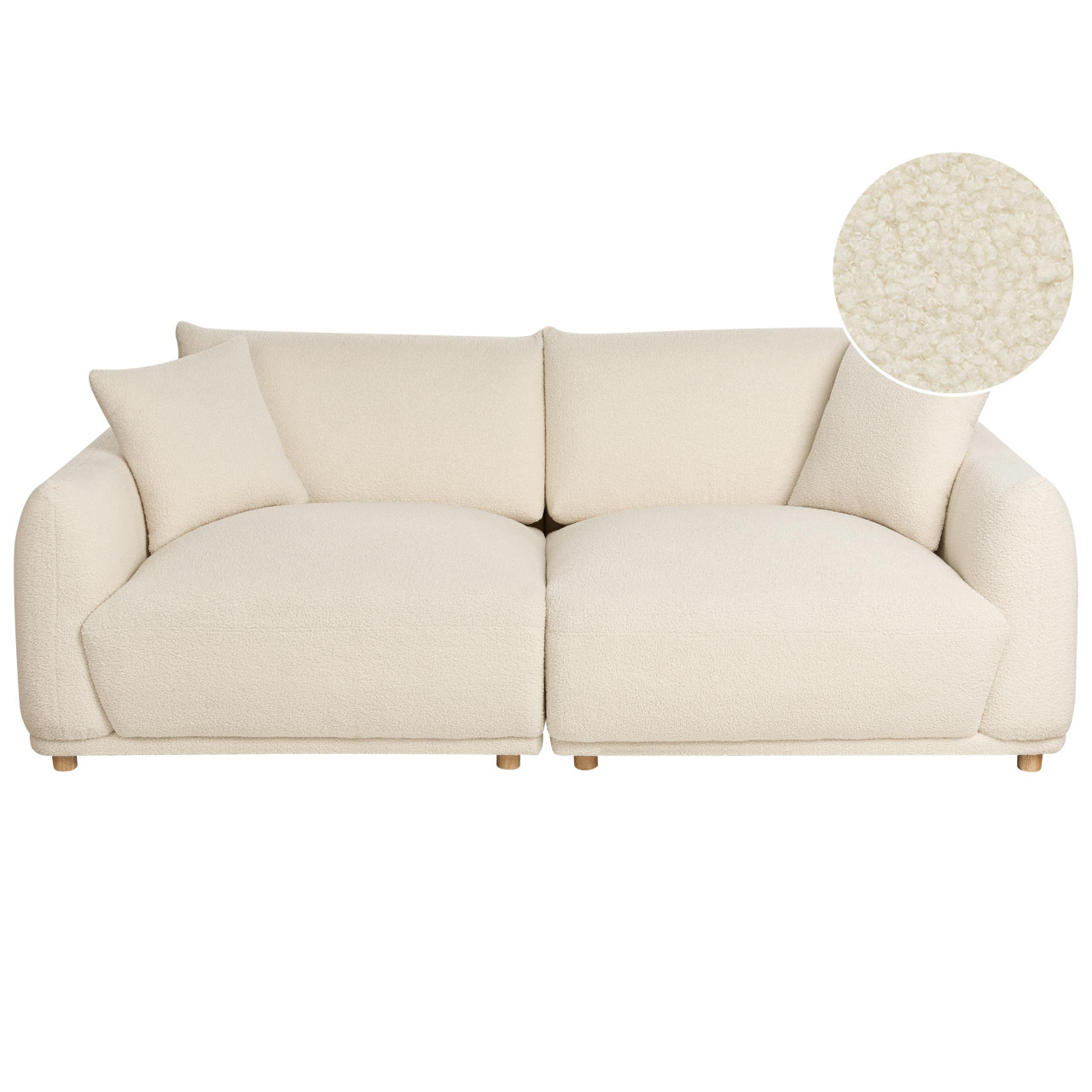 Sofá de 3 lugares BELIANI Jubek de Bouclé Branco 214x104x81