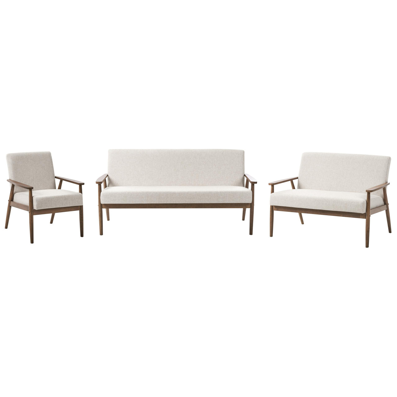 Conjunto de sala de estar 6 lugares ESRUM Tecido Castanho escuro/Creme
