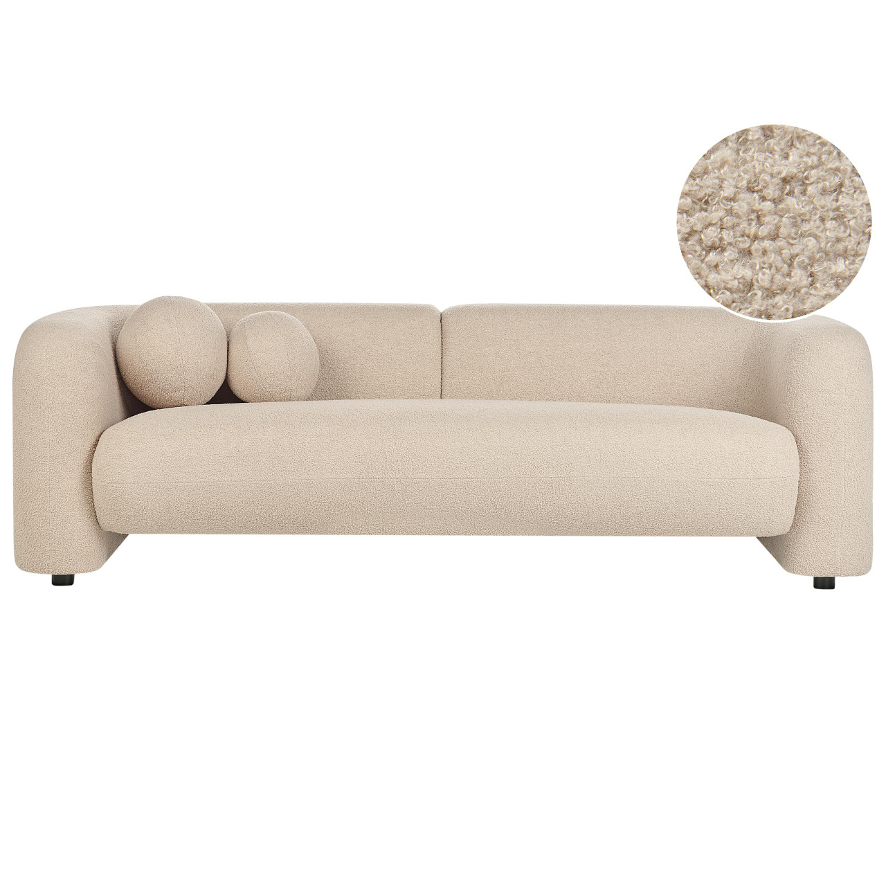 Sofá 3 lugares Leiren em bouclé creme