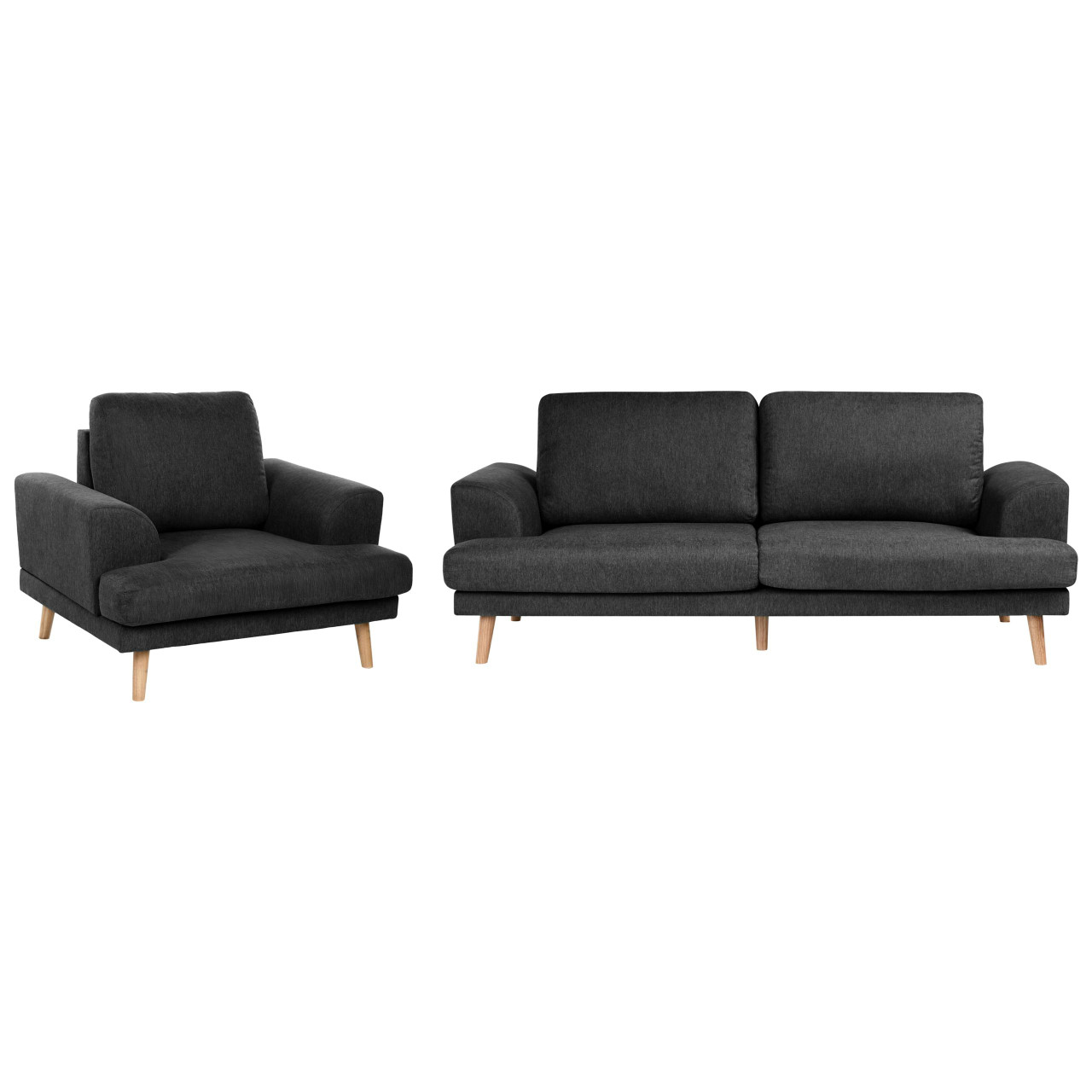 Conjunto de assentos com braços largos BELIANI Kildal de Tecido Preto 280x96x90