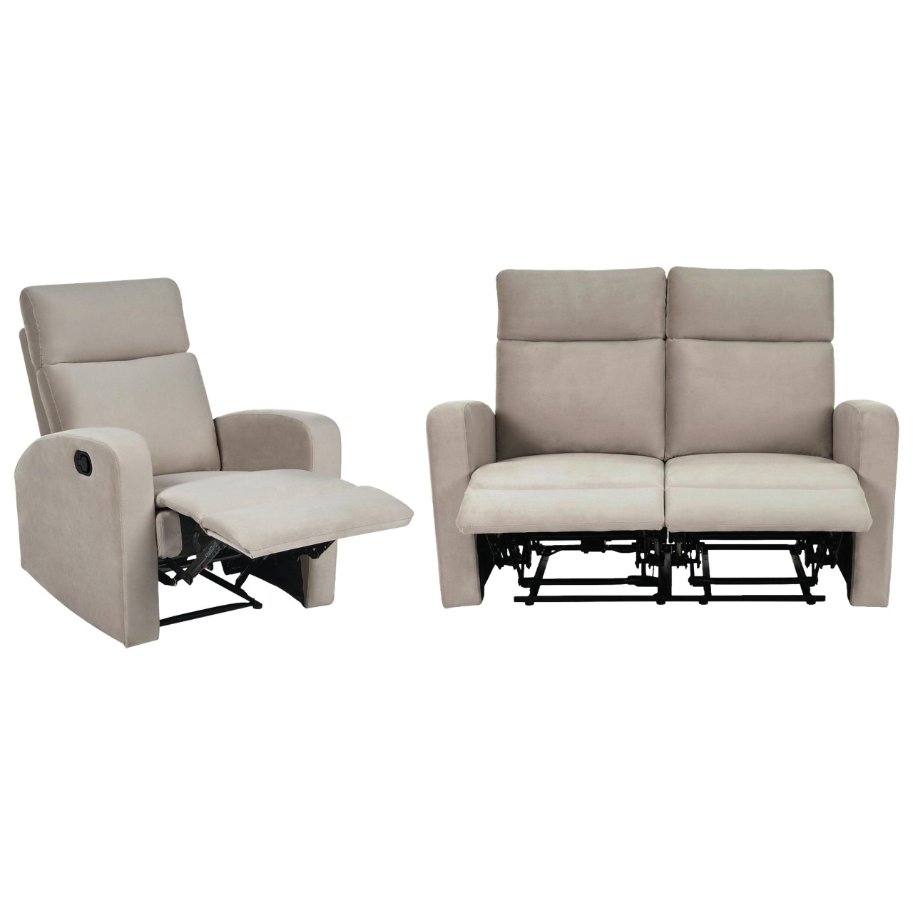 Conjunto de sofás eletricamente reclináveis BELIANI Verdal de Veludo Creme 133x73x100