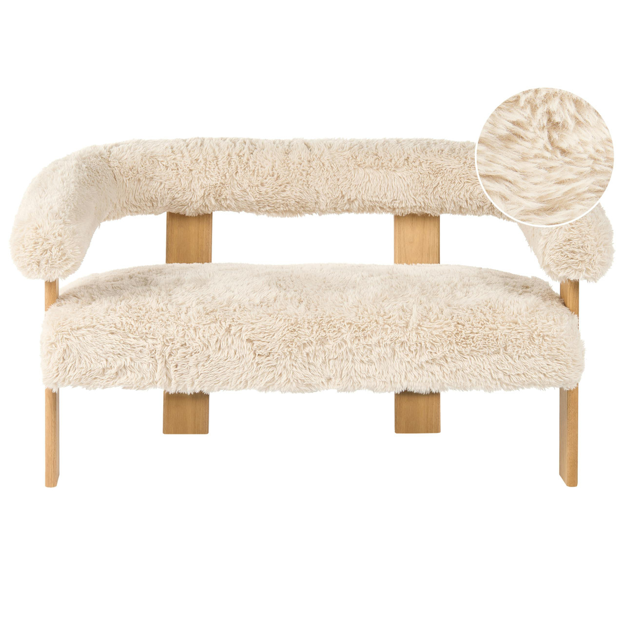 Sofá 2 lugares ILBRO Imitação de pele Branco-creme/Castanho claro