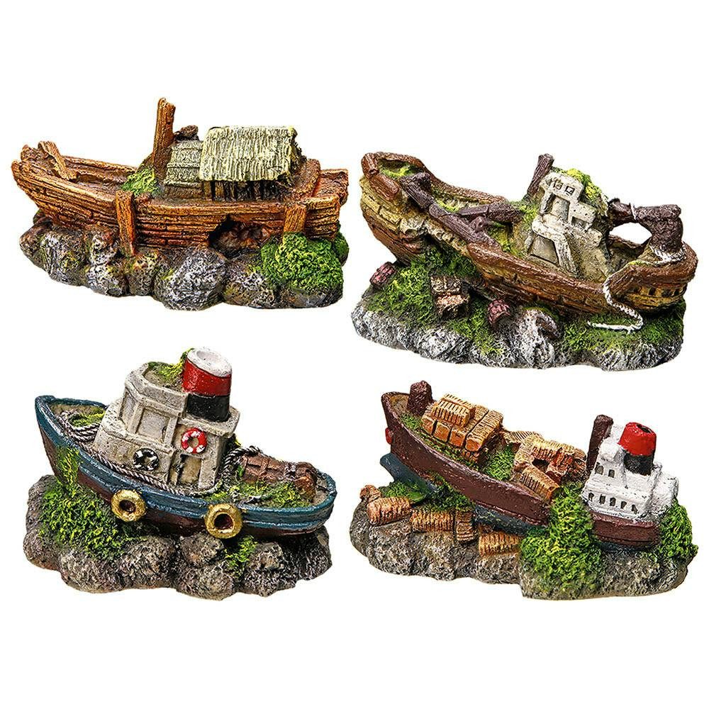 Decoraçao P/ Aquario - Barco Pesca 13X7X9 Cm - EXP5445