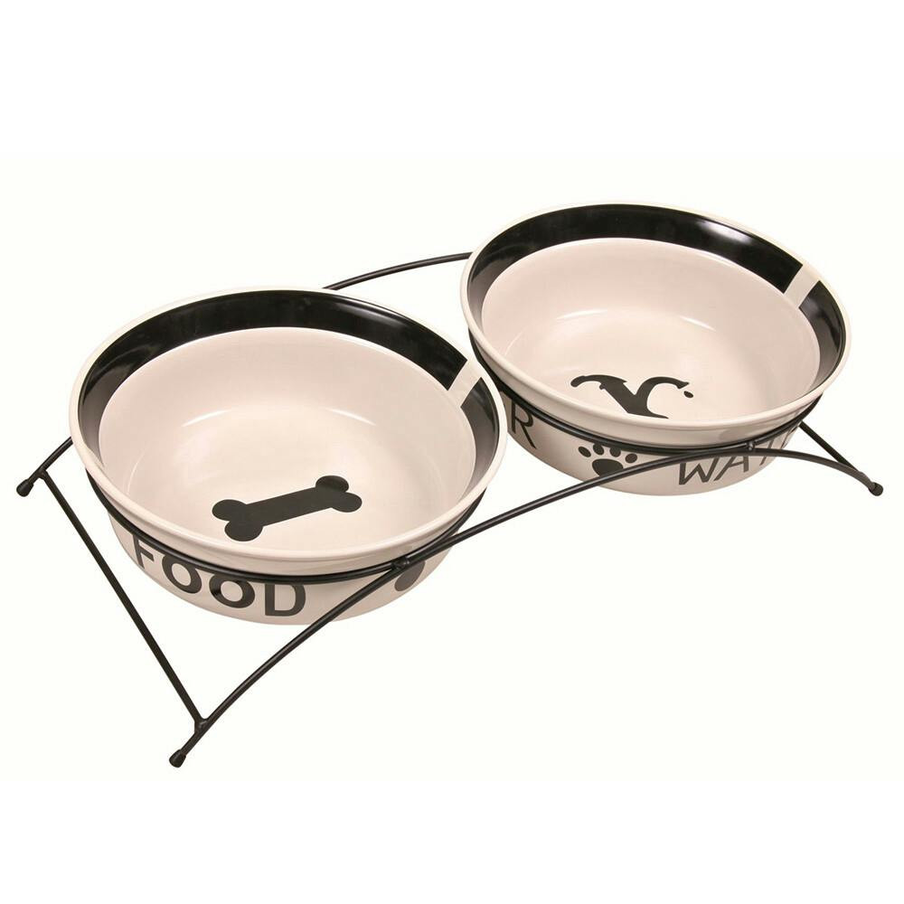 Suporte Em Metal C/ 2 Gamelas Em Ceramica 2,6 Lt - TX24643
