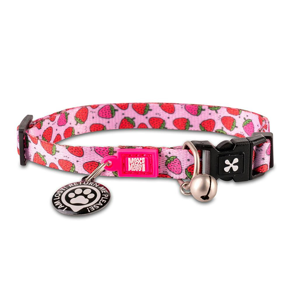 Max & Molly - Coleira C/ Id Tag Strawberry Dream P/ Gato - MM221021