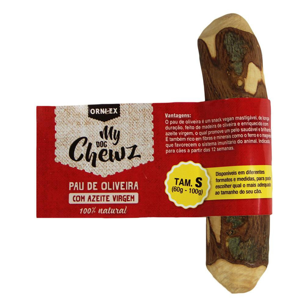 Pau de oliveira embebido em azeite virgem para cães - snack mastigável vegan