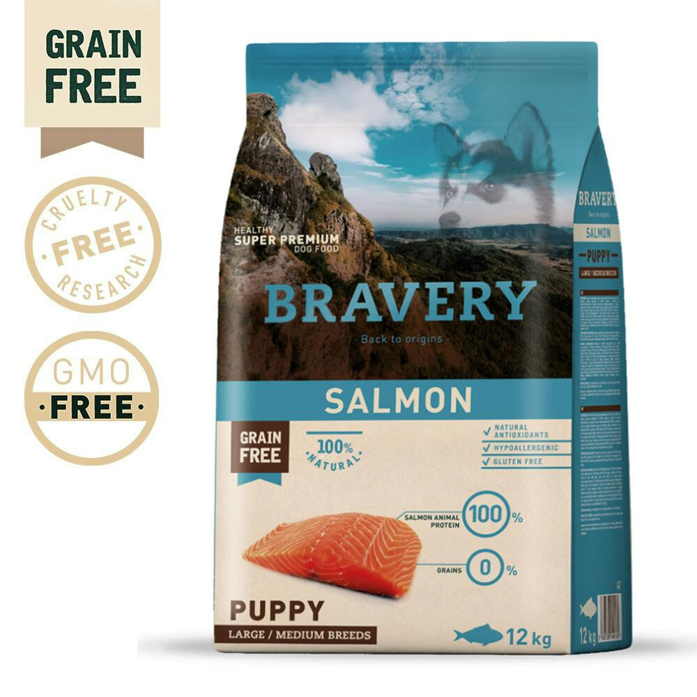 Bravery Salmon Puppy Large/Medium 12 Kg - BV10432