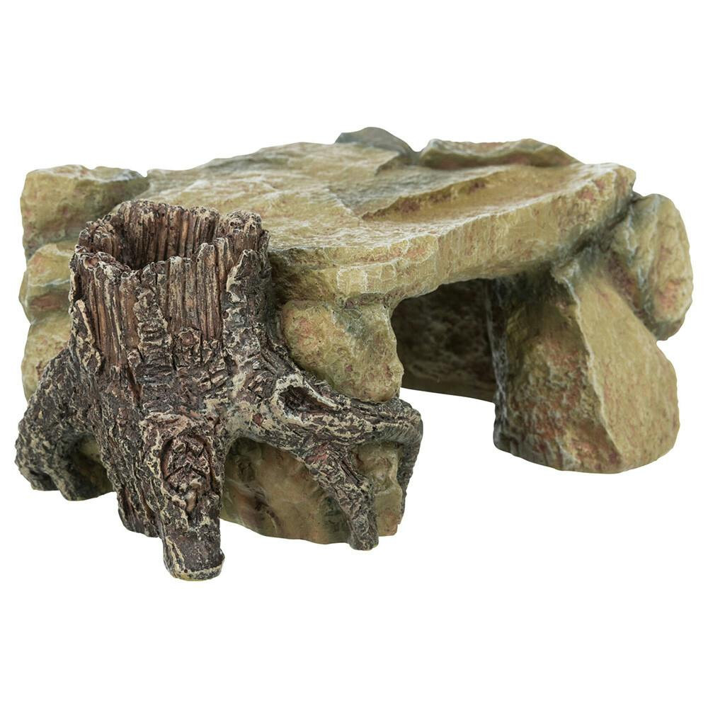 Decor. P/ Aquario - Plataforma Rochosa C/ Tronco 25 Cm - TX8847