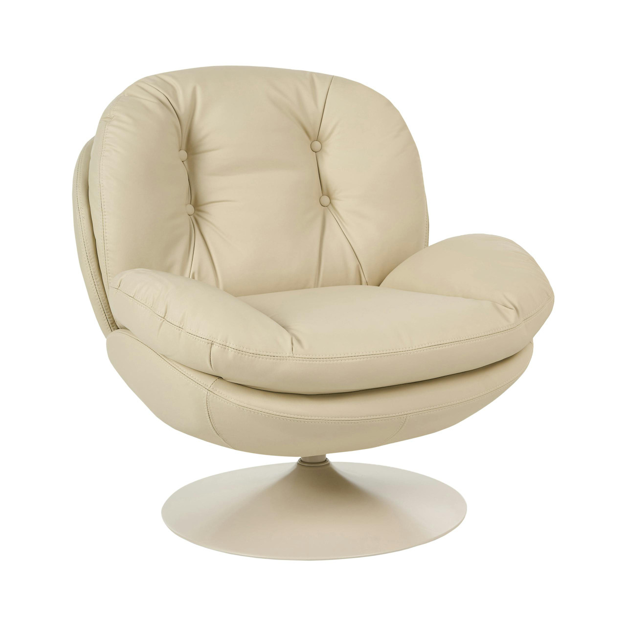 Poltrona giratória BELIANI Nolvik de Pele sintética Creme 82x85x82